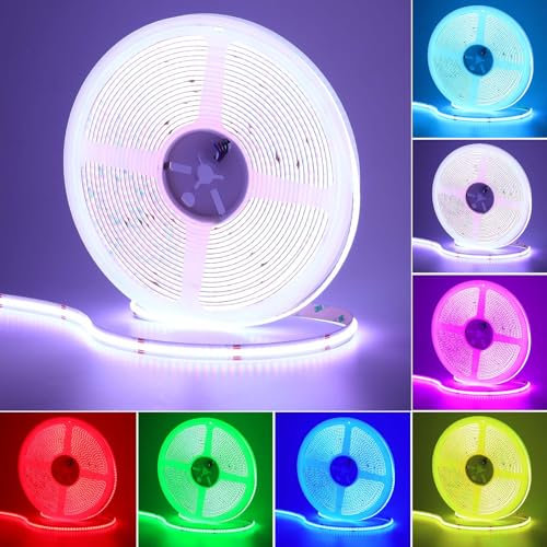 GOMING 24V 10M COB RGB LED Streifen 576LEDs/M LED Band Selbstklebend Hohe Helligkeit 14W/M Nicht Wasserdicht IP20 LED Strip Light für Innen Heim DIY Deko(Nicht Inhalt Netzteil＆RGB Controller)
