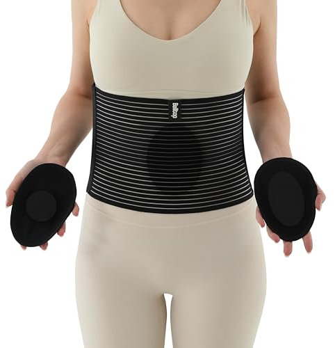 NabelbruchBandage. Nabelhernie Gürtel Herren / Damen - Bauchgurtel für Hernie: Nabel, Epigastric, ventral. Leistenbruch Gürtel - 2 Kompressionskissen. Hernie Bauchweggürtel für Frauen & Männer (S/M)