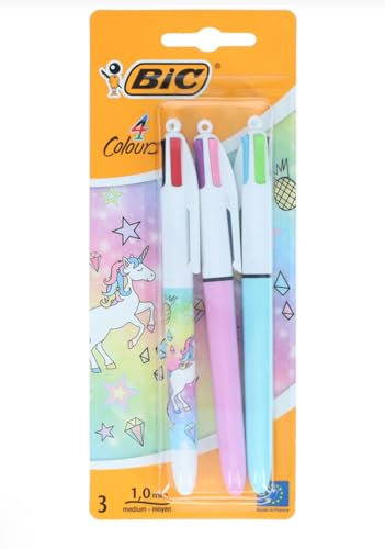 Bic Lot de 3 stylos à bille licorne 4 couleurs - Encre assortie