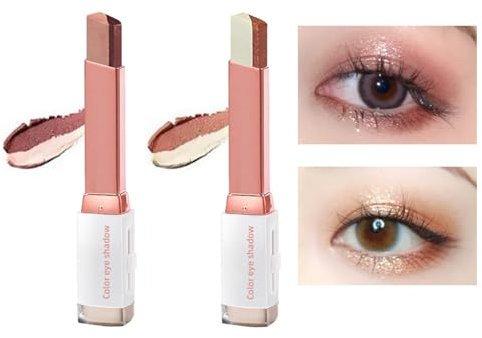 Gradient Double Lidschatten Stick, Double Color Shimmer Lidschatten Pen, Lidschatten Stick Zweifarbig, Glitzer-Lidschatten-Stick, Gradient Eyeshadow Stick Bicolors, Double Colors Eyeshadow Stick 2 PCS