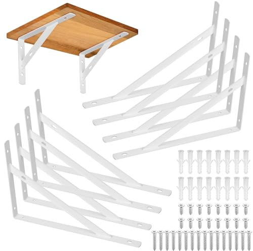 Regalhalterung, 8 Stk Regalwinkel, Regalträger Schwerlastwinkel, 90 Grad Metall weiß Dreieckig Wandwinkel Winkelträger Regalhalterungen Winkelhalterung Wandmontage, 250x160mm