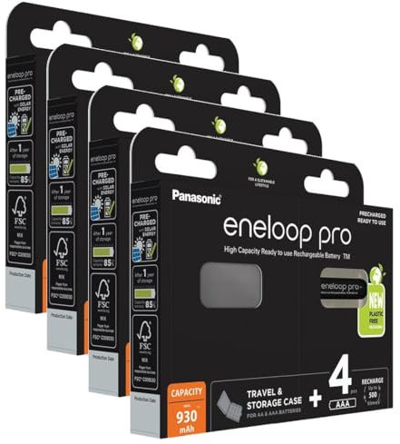 Eneloop Pro NiMh AAA/HR03 930 mAh wiederaufladbare NiMH-Batterien, 4 x 4 Stück + Aufbewahrungsbox