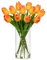 Hollyone Lot de 12 tulipes artificielles orange dans un vase en verre avec eau synthétique - 19 cm - Toucher réaliste - Décoration pour centre de table, maison, ferme, décoration de mariage