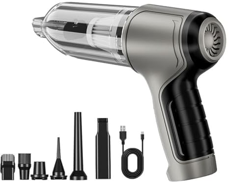 Airify Pro Vac, Airify Car Vacuum, 3 IN 1 Handstaubsauger Stark, Auto Staubsauger Kabellos, Wiederaufladbarer Nass & Trocken Mini Staubsauger, Tragbar Elektrische Staubgebläse für Auto, Haus (Grau)