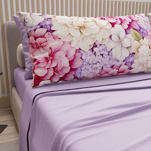 PETTI Artigiani Italiani - Lenzuola in Cotone con Federe in Stampa Digitale, Lenzuola Una Pizza e Mezza, Completo Letto Una Piazza e Mezza, Ortensia, 100% Made in Italy