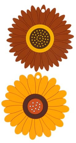 VINTORKY 2 Stück Sonnenblumen Tischset Wok Matte Verbrühungsschutz Tassenuntersetzer Topfzubehör Küchentopf Pad Wiederverwendbare Tassenunterlage Wiederverwendbare Topfunterlage