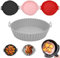 4 Piezas Molde Silicona Freidora de Aire 20 cm, Bandeja Redonda para Freidora de Aire Reutilizable, Accesorios Freidora de Aire Universal, Cesta Silicona Air Fryer Multifuncional