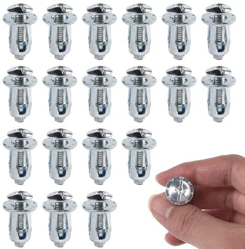 Lot de 20 chevilles robustes pour murs creux, M6 x 25 mm, en métal, pour cavités creuses, ancrage en métal résistant, écrou Jack pour cloison sèche, placoplâtre, tôle de fer, murs fins et souples,