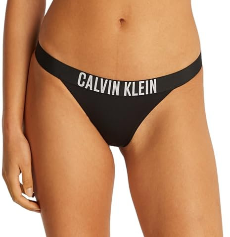Calvin Klein Donna Slip Bikini Brazilian con Fascia con Logo, Nero (Pvh Black), L