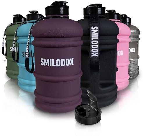 SMILODOX Trinkflasche 2,2 Liter - Extra Stark Sport & Fitness Wasserflasche mit Druckverschluss - BPA-Frei Sportflasche, Ideal für Fitnessstudio, Bodybuilding, Outdoor-sport, Wandern & Büro