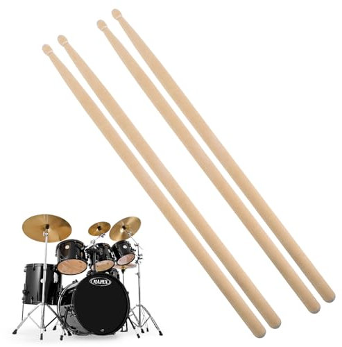 2 Paar Trommelstöcke 5A, 5A Drumsticks, Klassische Ahorn Holz Drum Sticks, Oval Holz Tip Drum Sticks Set für Erwachsene Kinder Anfänger, für Jazz Drum Elektronische Drums Musikinstrument Percussion