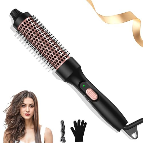 UKLISS Thermal Brush 32 mm, 1.25'' Heated Round Brush, 3 in 1 Compact Hot Hair Styler with 392°F for Hair Styling- Comb & Curly & Straight, Double Voltage