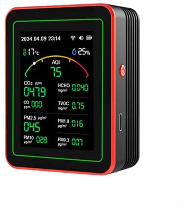 FACAIIO Air Quality Monitor Indoor 15 In1 For Smart Air Quality Monitor Air Quality Tester Real Time For Home And Office(black)