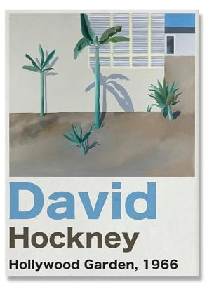 David Hockney Ausstellung Print Canvas Mid Century Modern Poster Minimale abstrakte Pflanzen Wandbilder Bettraum Wohnkultur(B,50x70cm No Frame)