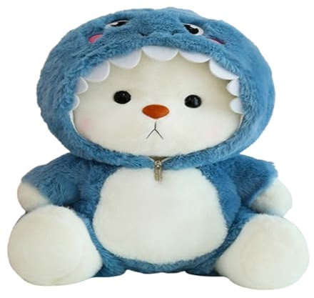 champracer Bär Kuscheltier, Teddybär mit Kapuze, süße Bär Plüschtier, Weiches Flauschiges Plush Toy, zum Kuscheln & Spielen, Geschenk für Kinder (35 cm,Blau)