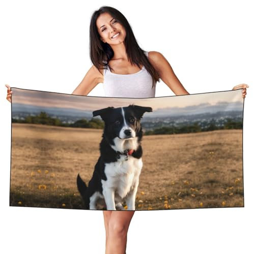 EdWal Niedliche Strandtücher mit Hunde-Aufdruck, Stranddecke für Reisen, Schwimmbad, Picknick (70 x 140 cm)