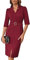 GRACE KARIN Women's Spring Dresses 3/4 Sleeves V-Neck Plus Size Bodycon Dress for Women Wine Red XXL