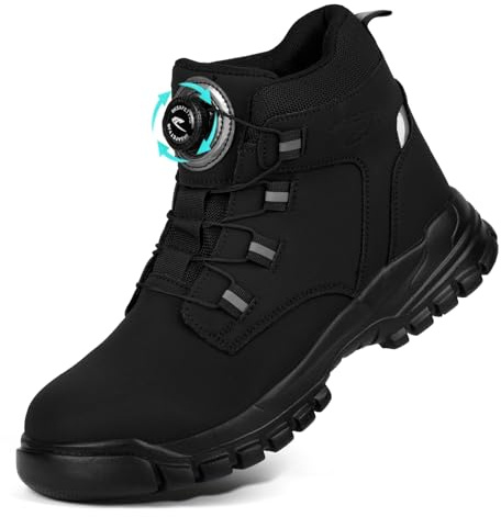 AOOSU Chaussures de Sécurité Homme, Chaussures de Travail Embout Acier Montante, Bottes de Sécurité Antidérapant Respirant, Basket de Securite Légère Imperméables, Baskets Chantier Confortable
