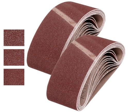 sourcing map 76mm x 533mm Sanding Belts, 24 Pcs 40/60/80 Grits Aluminum Oxide Belt Sander Abrasive File Belt for Woodworking, Metal Polishing, Knife Sharpener