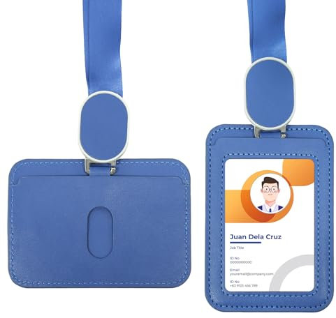 Porte Badge avec Cordon Tour de Cou, Porte-cartes Swivel Lobster Clasp avec Lanières Rétractables pour Cartes Collier d'étudiant d'infirmière, Carte Bus Cantine College (Bleu foncé)