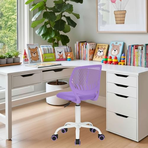 FurnitureR Sedia per bambini regolabile in altezza per scrivania, ergonomica, colorata con schienale e braccioli, sedia girevole a 5 ruote, per bambini da 3 a 10 anni, portata fino a 100 kg