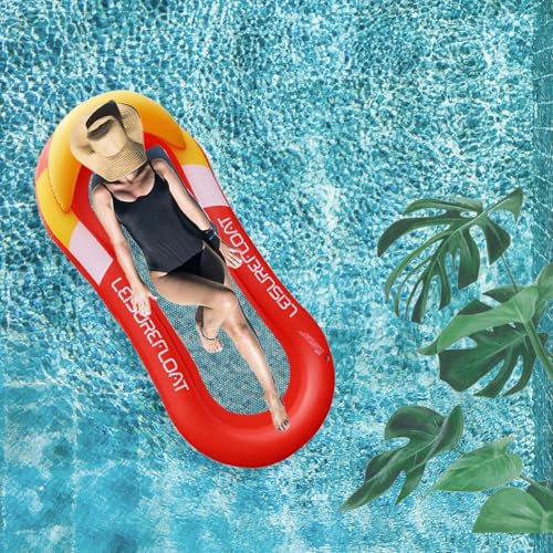 Efymosce Aufblasbares Wasser Pool Luftmatratze, Schwimmbett Wasserhängematte, Schwimmhängematte, Wasser Hängematte mit Luftpumpe für Swimmingpool Beach, Pool Spielzeug für Erwachsene und Kinder