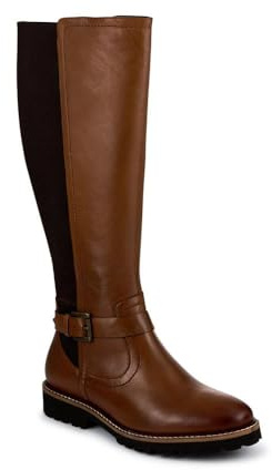 Pavers Elastic Fit Zip Up Long Boots - Tan Size 7