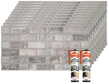 IZODEKOR Wandverkleidung Steinoptik Styropor 3D Wandpaneele - Verblender Steinoptik für Küche, Balkon, Schlafzimmer, Wohnzimmer und Küchenrückwand | Beige Traum (10x Paneele Mit 2x Montagekleber)