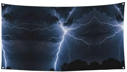 Blaue Blitz bedruckte Banner zum Aufhängen – 178 x 88,9 cm – Feiertagsparty Weihnachten Versammlung Banner – 180 x 90 cm