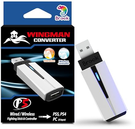 Brook Wingman P5 P4 PC Game Controller Konverter unterstützt drahtlosen und kabelgebundenen Controller, Vibration und Bewegungserkennung mit sechs Achsen, Turbo, Makro und Neuzuweisung