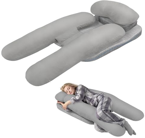 Seitenschläferkissen zur Schmerzlinderung der Schultern, Lagerungskissen für Erwachsene Seitenschläfer, H-förmiges ergonomisches Kissen für GERD, Nacken und Rückenstütze, Waschbarer Bezug (Grau)