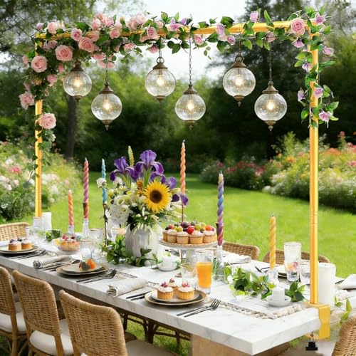 Tischbogen, Ausziehbarer Dekostange für Tisch mit Klemmen 120–260 cm Metall Verstellbarer Tischbogenständer Over Table Hanging Rod Arch Tischgestell für Hochzeiten Geburtstage Party Dekoration Feiern
