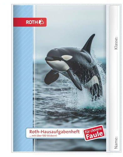 ROTH Hausaufgabenheft für clevere Faule Kids & Tiere 2026/2027 – A5 Schülerkalender mit vorgetragenem Stundenplan & Stickerbögen – 1 Woche auf 2 Seiten – Hausaufgabenplaner für Schüler (Orca)