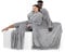 DecoKing Decke mit Ärmeln Geschenke für Frauen und Männer 170x200 cm Silber Microfaser TV Decke Kuscheldecke Weich Lazy