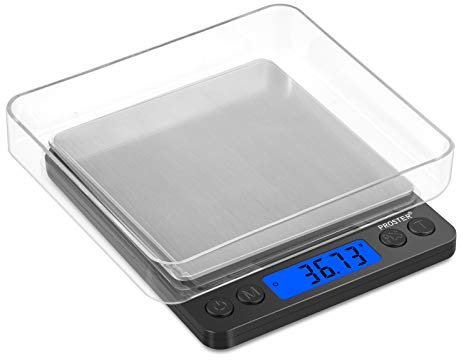 Proster Mini Bilancia Digitale Tascabile 0.01-500g Scala Postale/Bilancino Pesa Oro Gioielli Moneta/Bilancia per Cibo da Cucina - Colore Nero