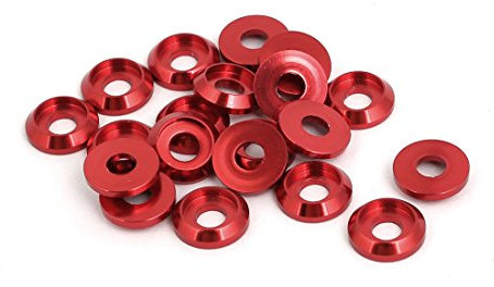 sourcing map 20X M3 Aluminum Legierung Schutzblech Bumper Motor Unterlegscheiben Scheibe Rot de