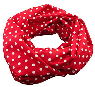 bettina bruder - Damen-Loop Schlauchschal Punkte Tupfen Dots rot weiß - 100% Baumwolle