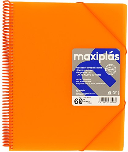 Grafoplás 39836052-carpeta Orange 60 Hüllen A4 mit Umschlag, mit Spiralbindung