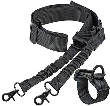 mifz Tactical Gun Sling 2 Punkt Airsoft Sling 1 Punkt Gewehrriemen Single Point Sling Verstellbarer Gurt Gewehrriemen mit Buttstock-Sling-Aufsatz für Luftgewehr, Shotgun