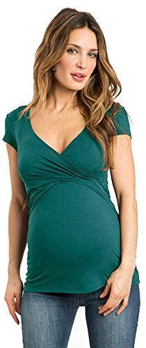Maternité Multifunctionl Blouse T-Shirt,Femmes Solide Enceinte Allaitement bébé Grossesse Vêtements de maternité Tops de maternité T-Shirt Gilet de Allaitement Blouse Tops T-Shirt Cami (L, Vert)