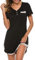 Vlazom Chemise de Nuit Femme Manche Courte Ete Robe de Nuit ,Style A-noir,XL