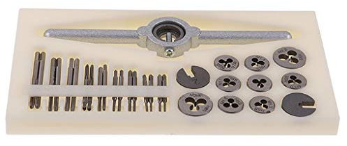 PINH-lang Gewindebohrer & Schneideisen, 31-tlg Mini-HSS-metrische Gewindestopfen, Gewindebohrer, Schneideisen, Schraubenschlüsselsatz M1-M2,5