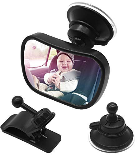 Rücksitzspiegel für Babys im Auto, Netspower Bruchsicherer Autositz Rückspiegel 360° Einstellbar, Sicher Babyspiegel mit Saugnapf und Rahmenclip Baby Auto Spiegel für Kinder Babysitz Babyschalen