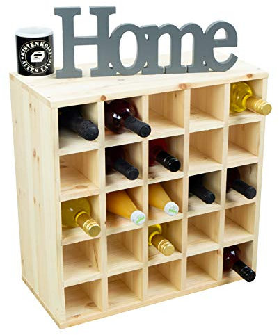 Kistenkolli Altes Land grosses Weinregal in DREI Ausführungen für bis zu 25 Flaschen 52 x 25 x 52 cm Wein-Regal | Flaschenregal Weinschrank (grosses Weinregal Natur 25er 52 x 52cm)