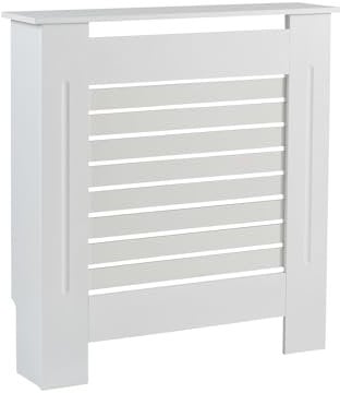 Home Source Radiator Cover Wooden Wall Cabinet Shelf Slatted Grill, White, Small 78cm