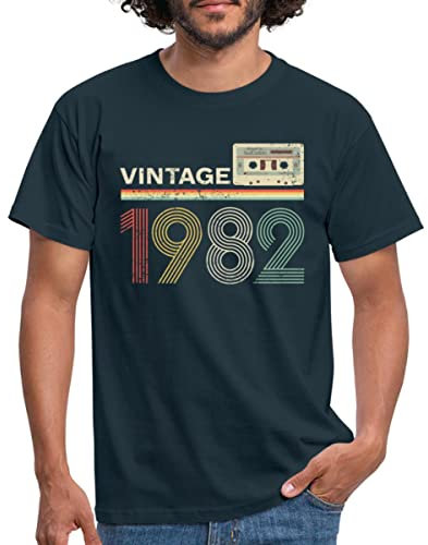 Spreadshirt Vintage Cassette 1982 T Shirt Homme, M, Marine