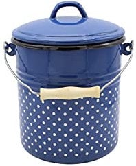 Krüger Karl M5blP Mülleimer Serie Italia, 5 Liter, Emaille, Blau mit Punkten, 20 cm