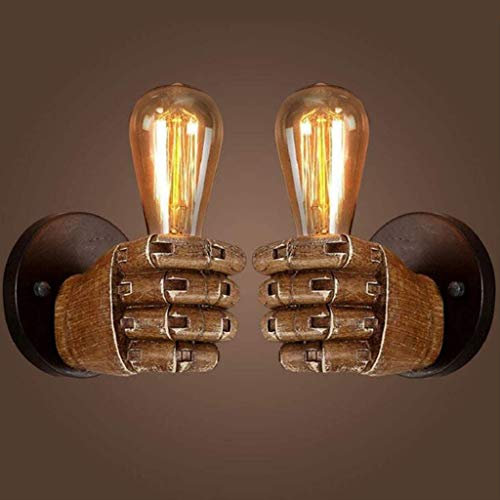Vintage Wandleuchten Retro Industrielle E27 Faust Wandlampe Antik Holz Rustikale Wohnzimmer Lichter Korridor-Küchen-Schlafzimmer-Restaurant-Café Beleuchtet Innenbeleuchtung,Left and right hand