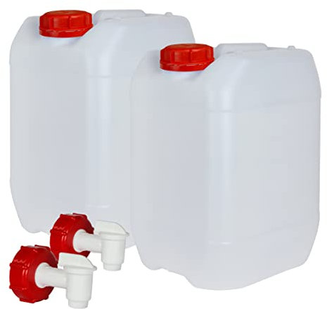 Garrafa con Grifo 10 litros. Apta para uso alimentario. Boca ancha. Idónea como depósito de agua potable. Resistente a químicos. (2 Unidades).