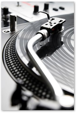 Postereck - 0228 - Turntable, Schwarz Weiss Musik DJ Schallplatte - Wandposter Fotoposter Bilder Wandbild Wandbilder - Leinwand - 40,0 cm x 30,0 cm